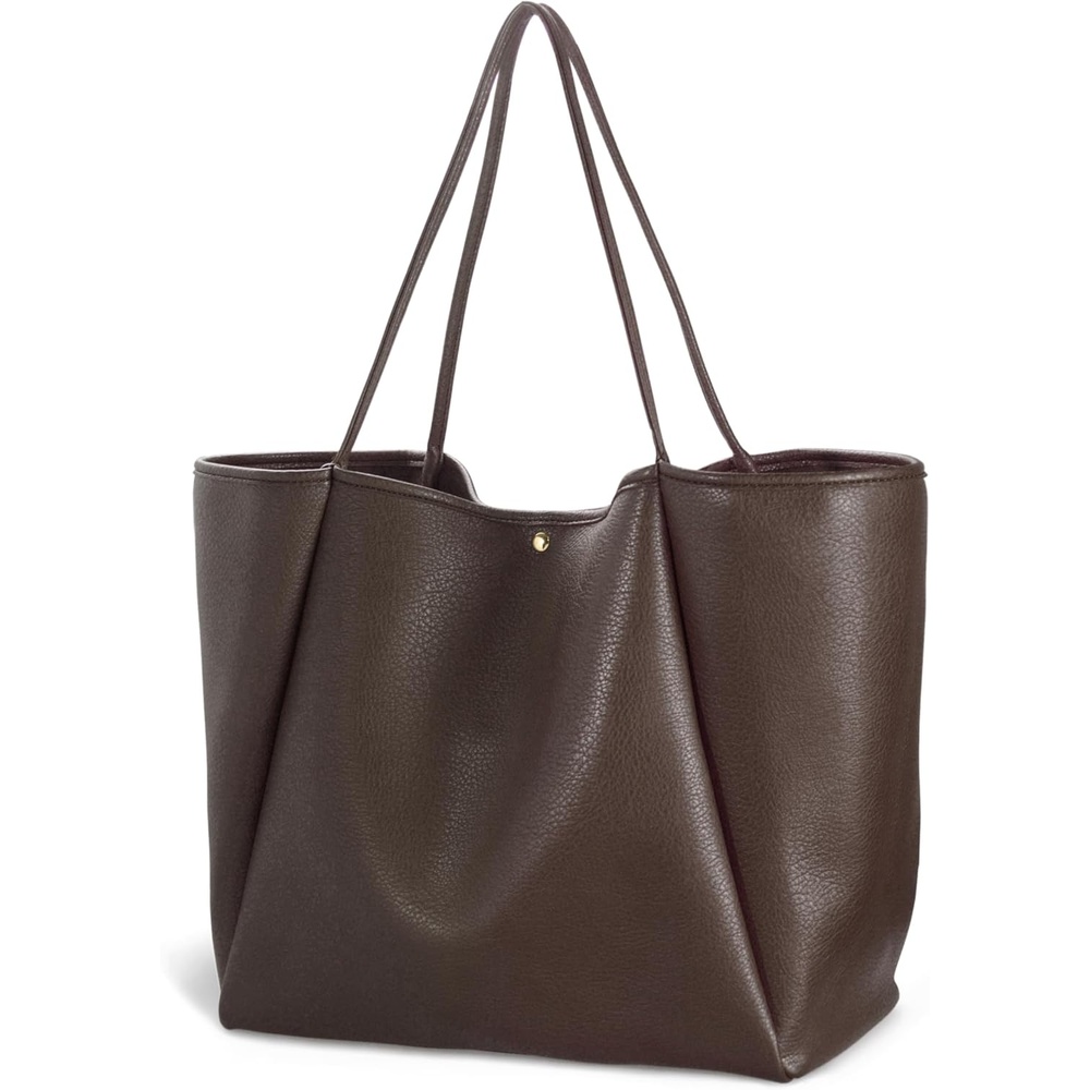image:imageOversize Pu Leather Tote Women Weekender Bag Shopper Handbag Travel PurseCoffee