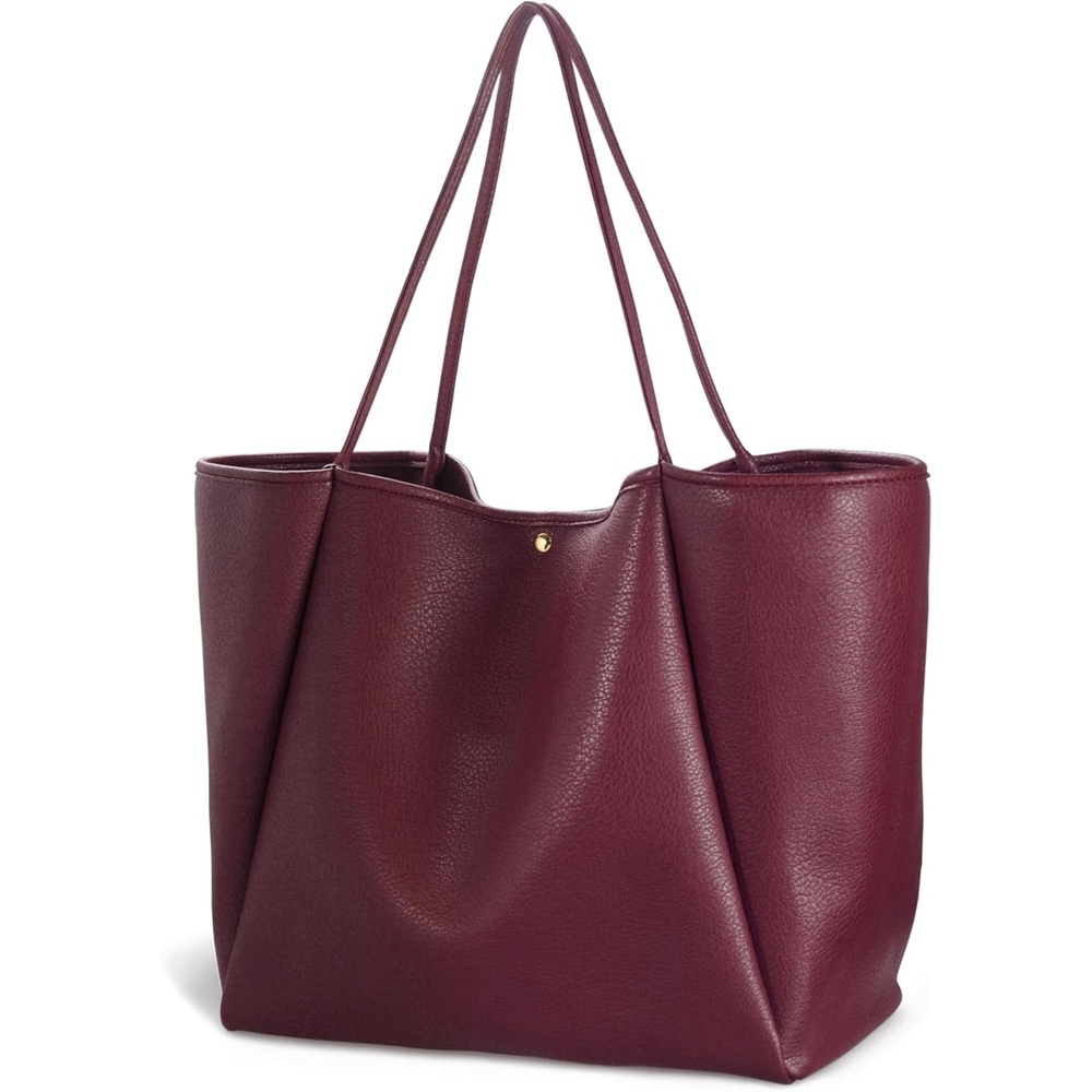 image:imageOversize Pu Leather Tote Women Weekender Bag Shopper Handbag Travel PurseDark Red