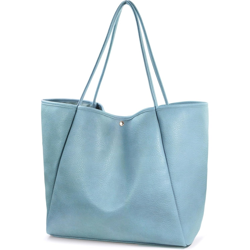 image:imageOversize Pu Leather Tote Women Weekender Bag Shopper Handbag Travel PurseDusty Blue