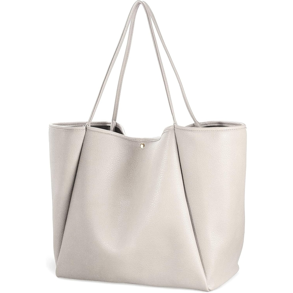 image:imageOversize Pu Leather Tote Women Weekender Bag Shopper Handbag Travel PurseIvory