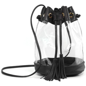 image:imageHOXIS Clear Purse Drawstring Bucket Crossbody Bag with Tassel Women PVC shoulder handbag for stadium approved