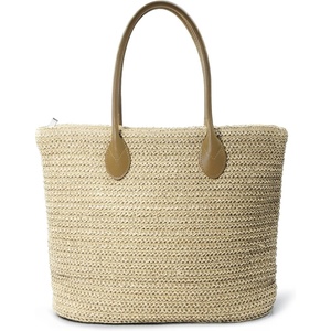 image:imageHOXIS Weekender Lightweight Synthetic Straw Shopper Tote Womens Shoulder HandbagBeige
