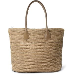 image:imageHOXIS Weekender Lightweight Synthetic Straw Shopper Tote Womens Shoulder HandbagTan