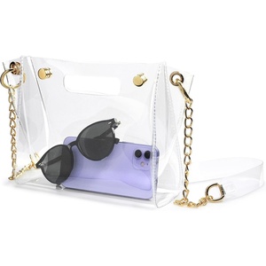 image:imageHOXIS Womens Studded Clear PVC Crossbody Bag Transparent Cut It Out Clutch Chain Shoulder Handbag Stadium Approved Purse