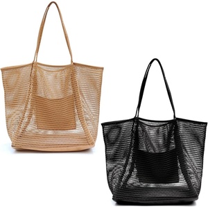 image:imageMesh Beach Tote Womens Shoulder Handbag Tan Black