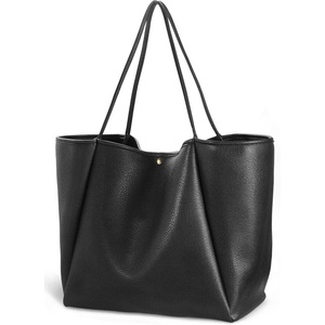image:imageOversize Pu Leather Tote Women Weekender Bag Shopper Handbag Travel PurseBlack