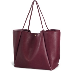image:imageOversize Pu Leather Tote Women Weekender Bag Shopper Handbag Travel PurseDark Red