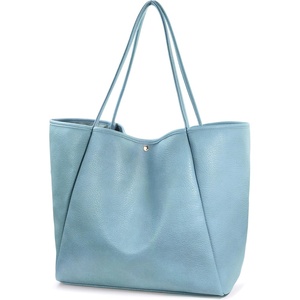 image:imageOversize Pu Leather Tote Women Weekender Bag Shopper Handbag Travel PurseDusty Blue