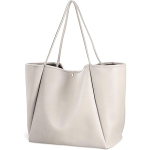 image:imageOversize Pu Leather Tote Women Weekender Bag Shopper Handbag Travel PurseIvory