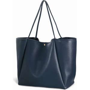 image:imageOversize Pu Leather Tote Women Weekender Bag Shopper Handbag Travel PurseNavy Blue