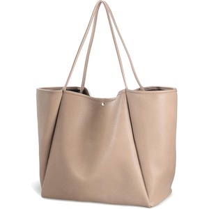 image:imageOversize Pu Leather Tote Women Weekender Bag Shopper Handbag Travel PurseNude