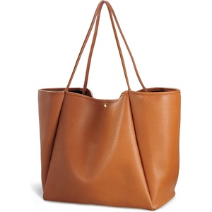 image:imageOversize Pu Leather Tote Women Weekender Bag Shopper Handbag Travel PurseOrangebrown