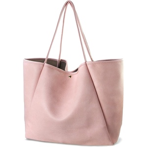 image:imageOversize Pu Leather Tote Women Weekender Bag Shopper Handbag Travel PursePink