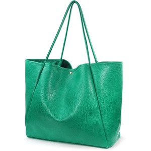 image:imageOversize Pu Leather Tote Women Weekender Bag Shopper Handbag Travel PurseUltramarine Green
